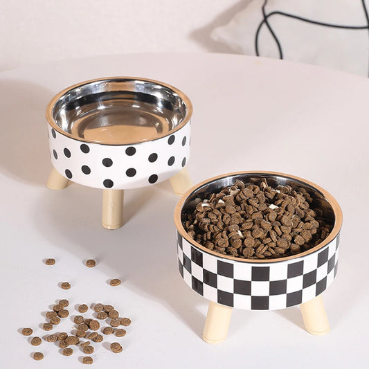 Raised Stainless Steel Cat Feeding Bowl