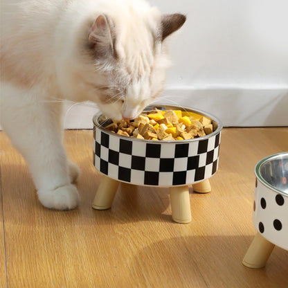 Raised Stainless Steel Cat Feeding Bowl